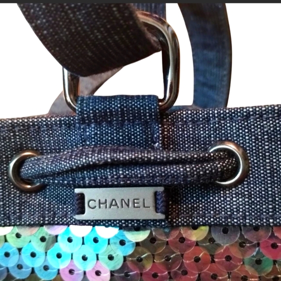 Authentic Chanel Sequins Mini Denim Bucket Bag - Picture 2 of 8